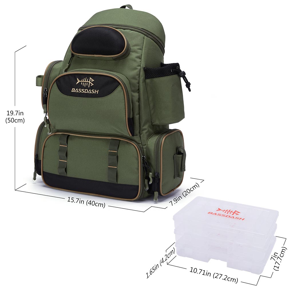 Soft Tackle Bag w. Eight (8) Tackle Trays, New, Dark Green