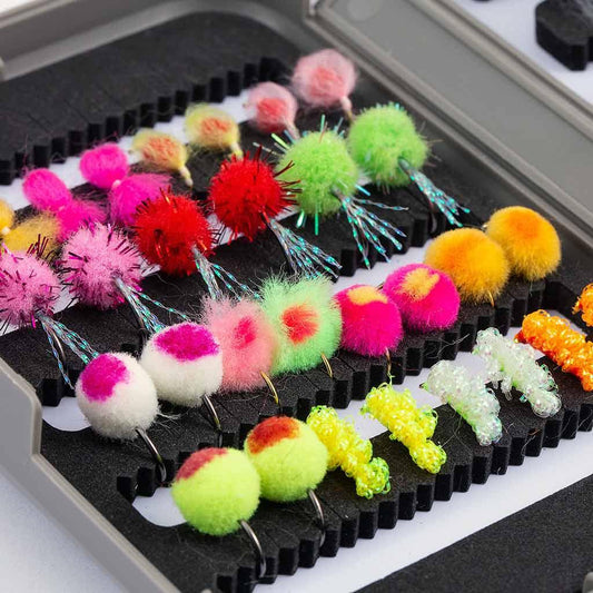 57 Pcs Fly Fishing Trout Fly Lure Kit with Box - Bassdash