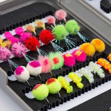 57 Pcs Fly Fishing Trout Fly Lure Kit with Box