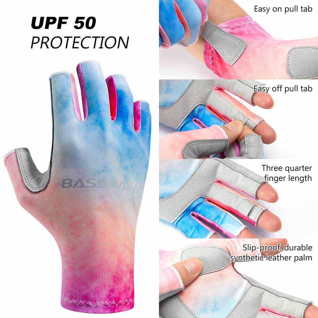 Drasry UV Protection Fishing Fingerless Gloves Men Women UPF 50+ SPF Gloves  for Fishing Kayak Paddling Hiking Sailing Rowing Sun Gloves