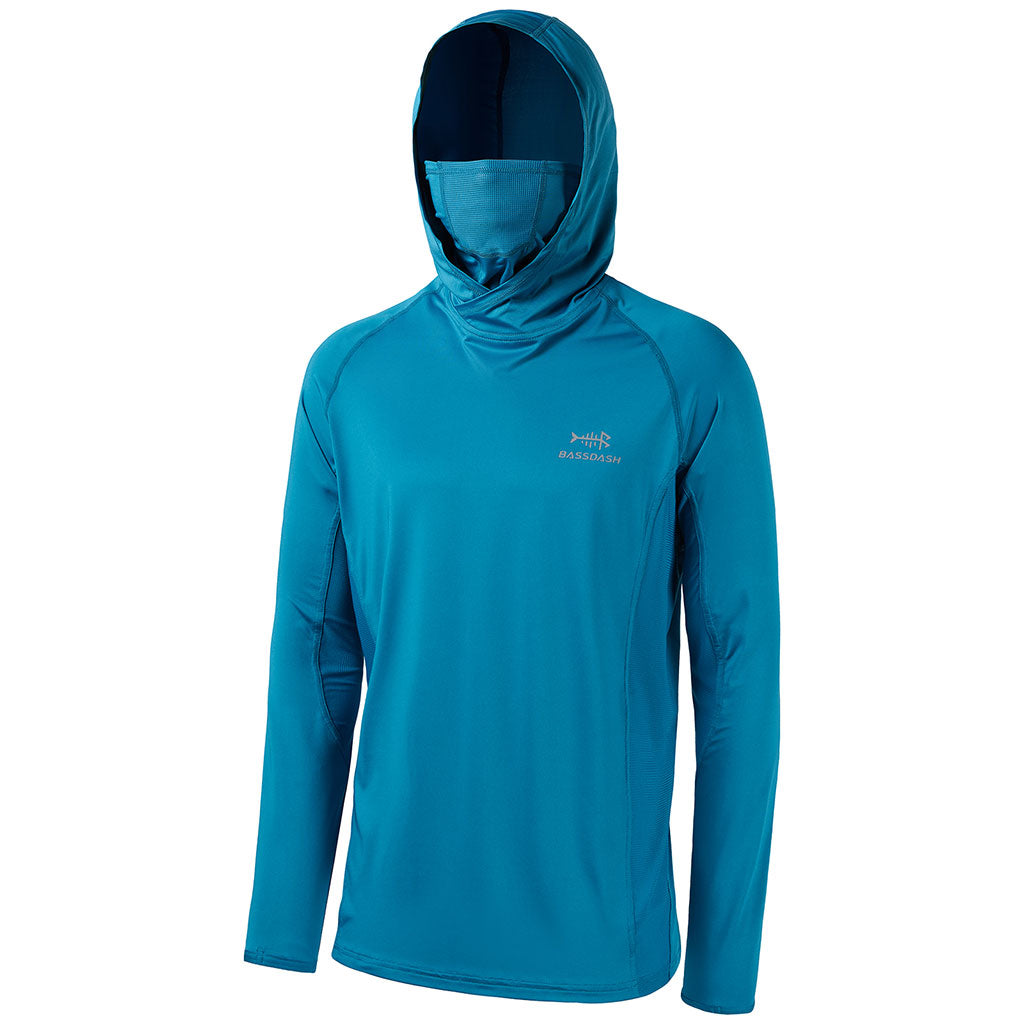 Bassdash Men's Long Sleeve Fishing Hiking Hooded Shirt With UV Protection  Neck Gaiter