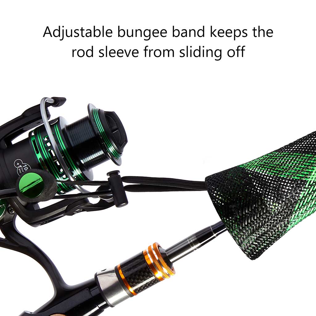 Fishing Rod Sleeves Protective Rod Socks Up to 7-1/2ft, Black & Green - 2pcs / for Spinning Rod Up to 7-1/2 ft