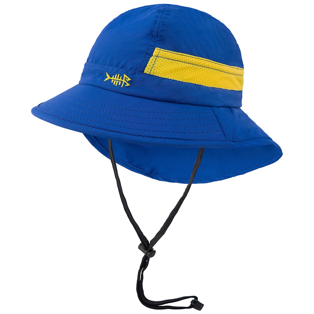 Youth UPF 50+ Sun Hat with Wide Brim Neck Flap Mesh Vent, Royal Blue / Medium