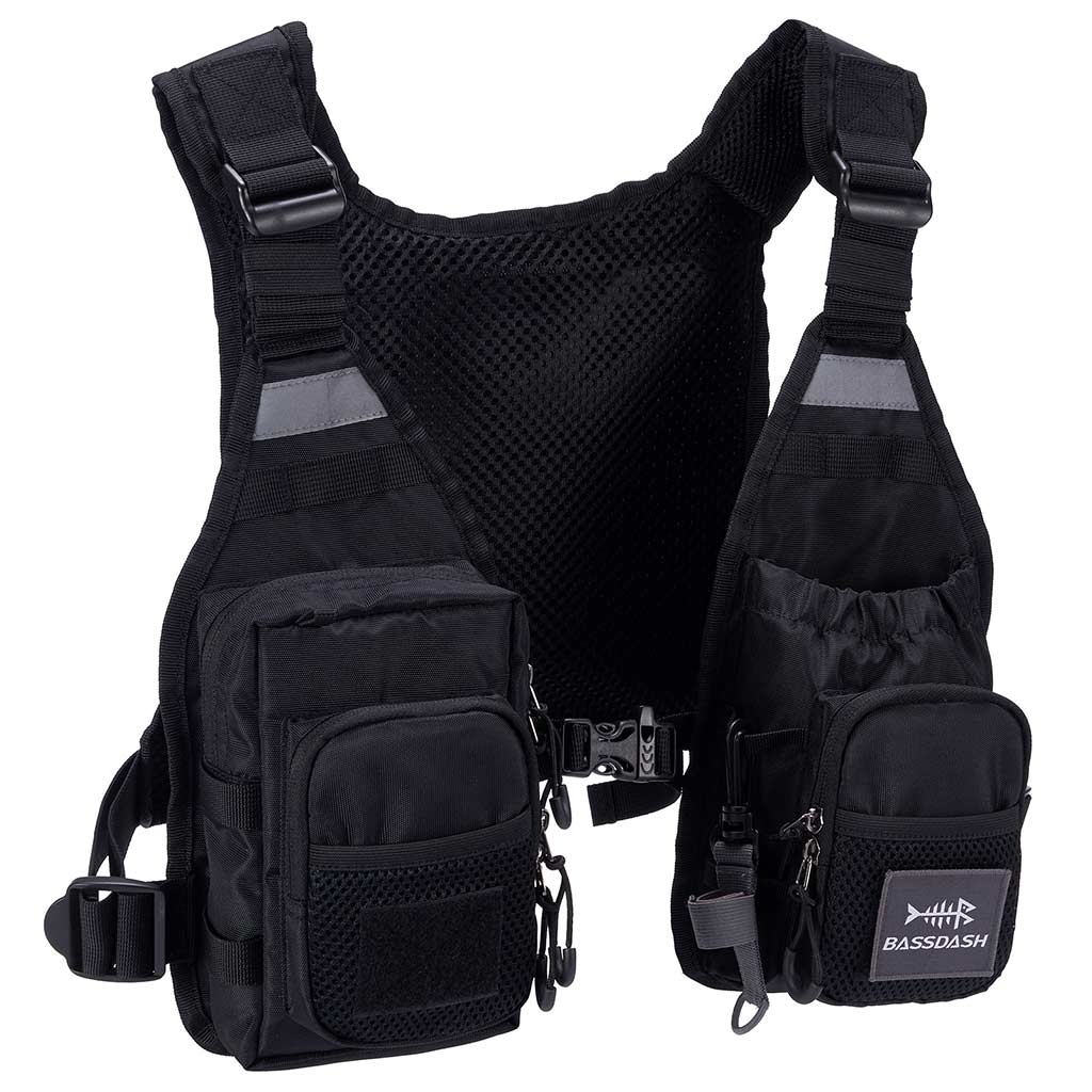 Lightweight Fly Fishing Vest Men with Multi-Pockets FV08 | Bassdash Fishing Black / One Size