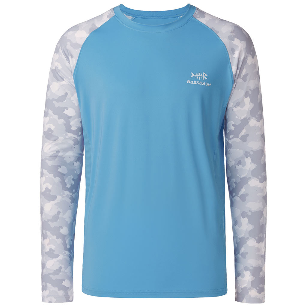 Raglan Long Sleeve Camo UPF Shirt | Bassdash Fishing White/Grey Hexagonal Scales / 3XL