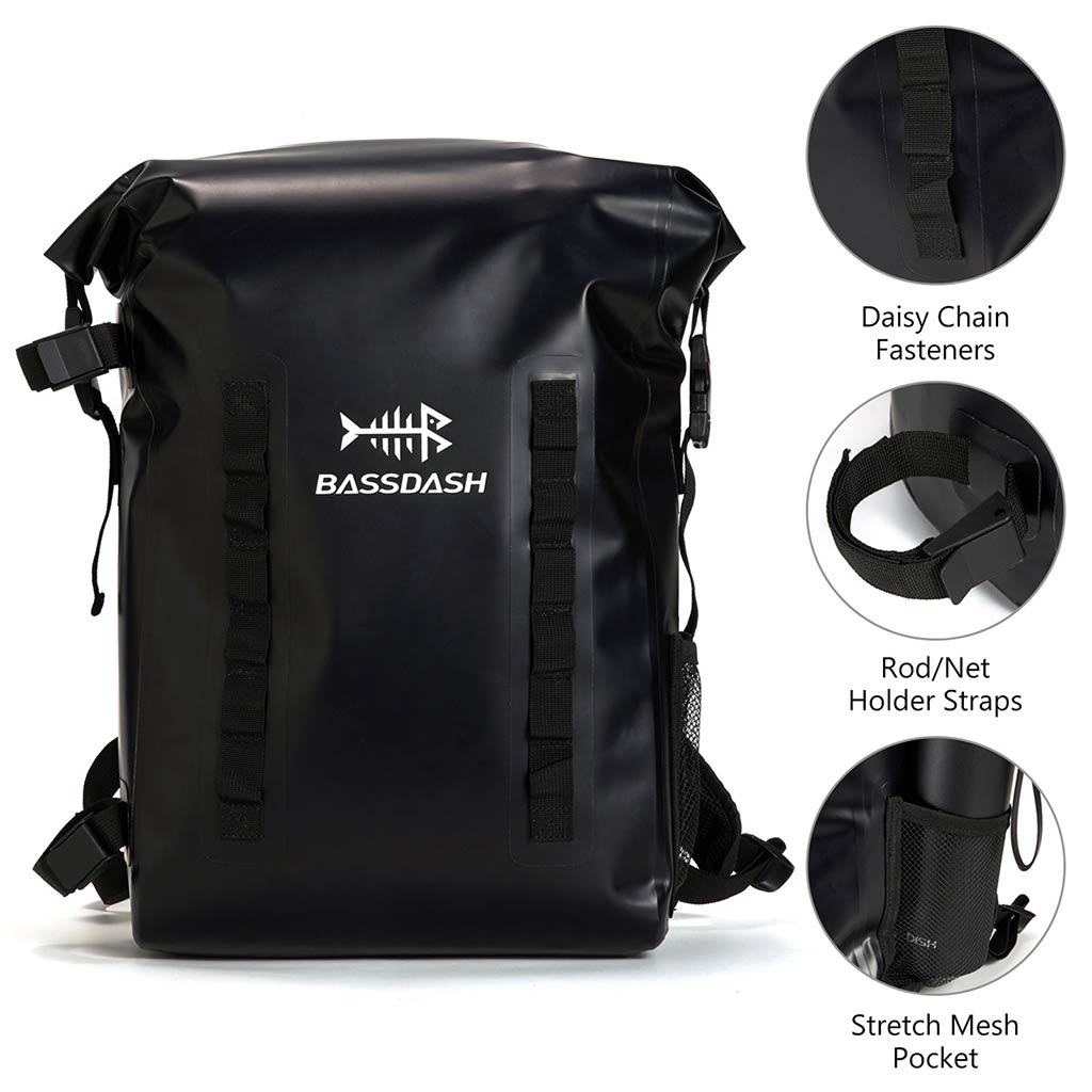 Dry Bag Bassdash Waterproof | Top Roll Fishing Bag 24L Backpack