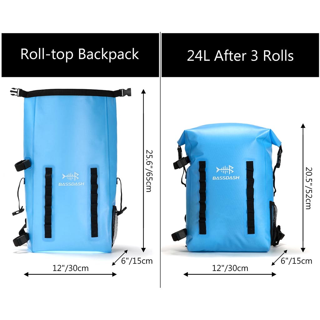 24L Dry Bag Backpack Roll Top Waterproof Bag | Bassdash Fishing