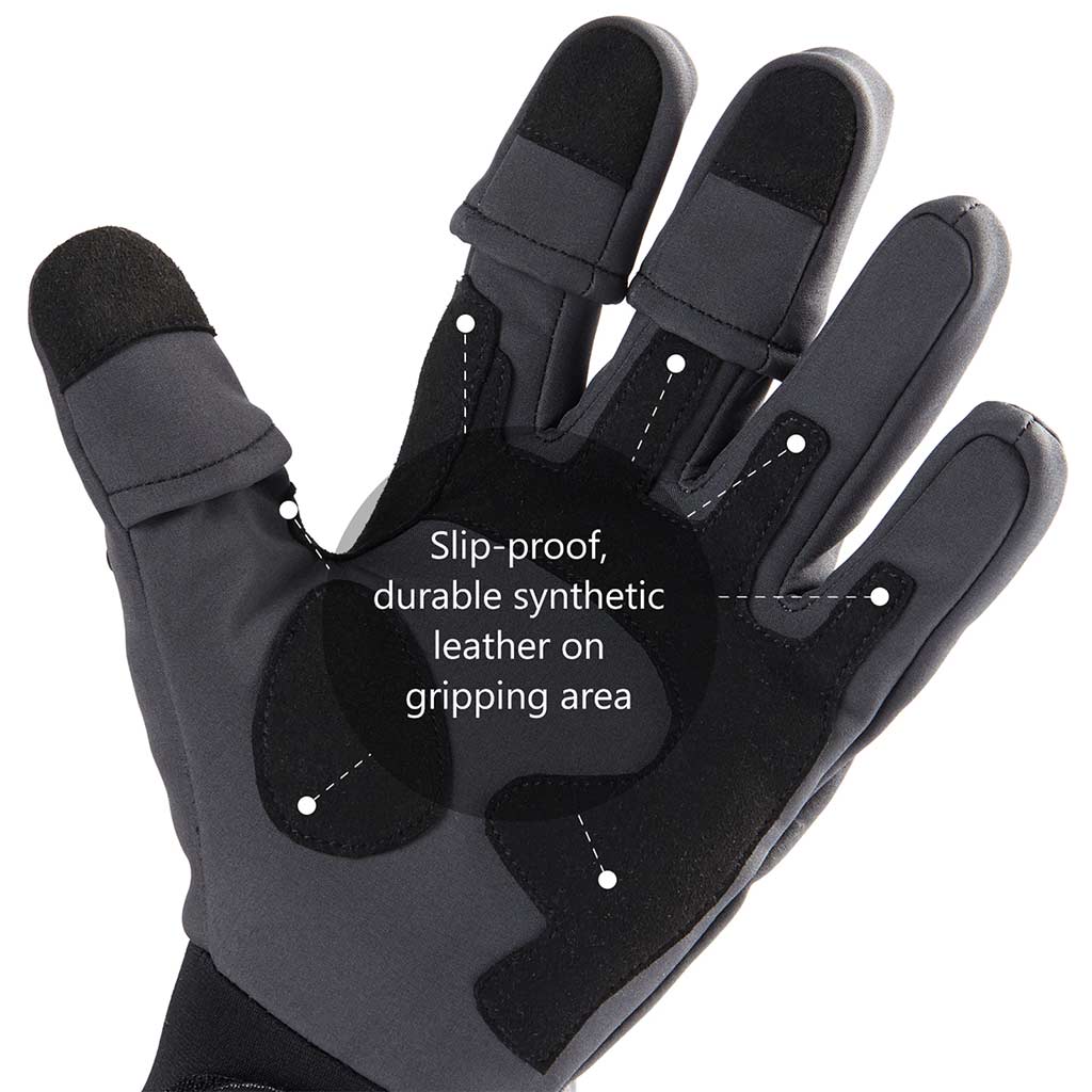 NEW Huk Performance Stretch Fleece Liner Gloves Fishing Black Size L/XL