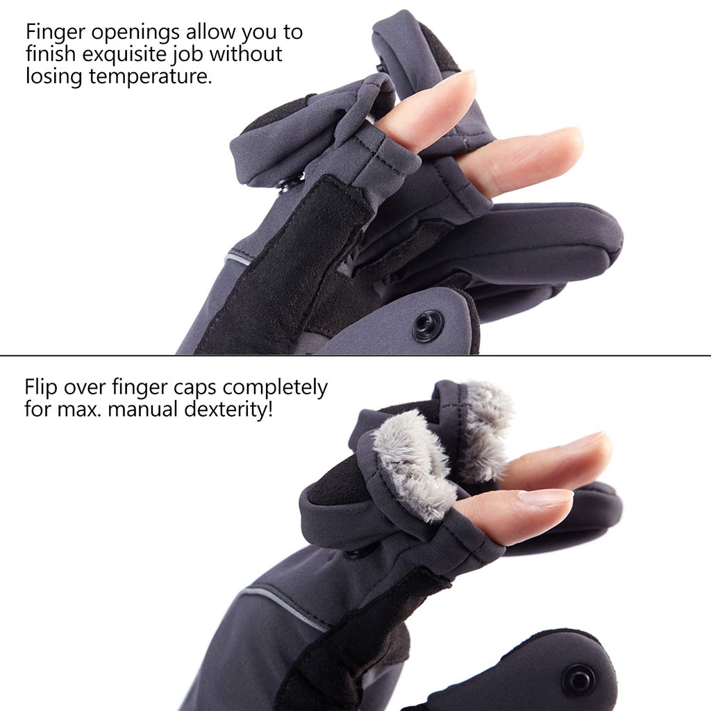 Waterproof Winter Fishing Gloves 2 Finger Flip Win 14502686131 